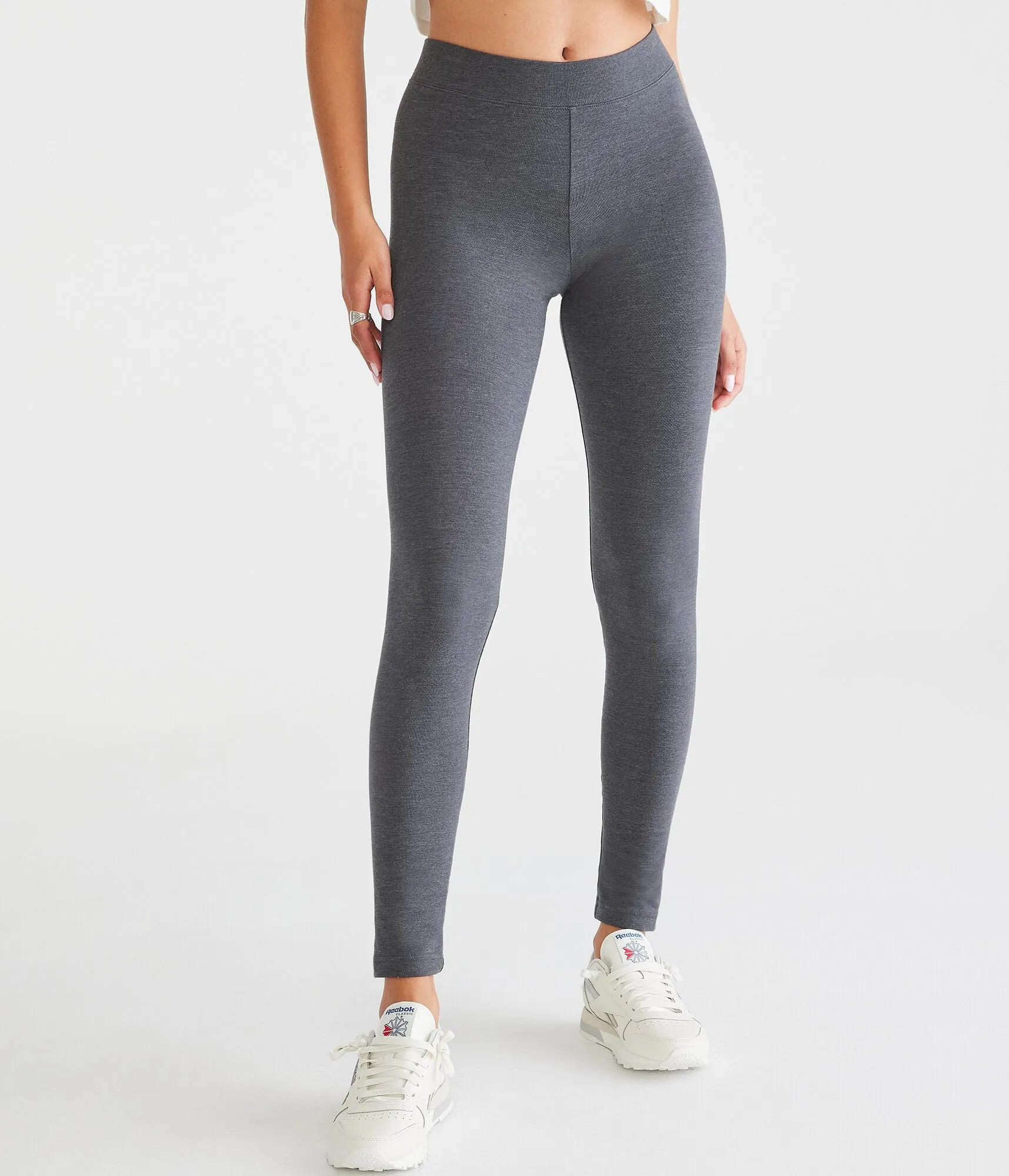 Aeropostale Damen Mid-Rise Perfekte Leggings - Dunkelgrau - Größe XXL - Baumwolle - Teen Mode & Bekleidung Charcoal Heather Grau Aeropostale