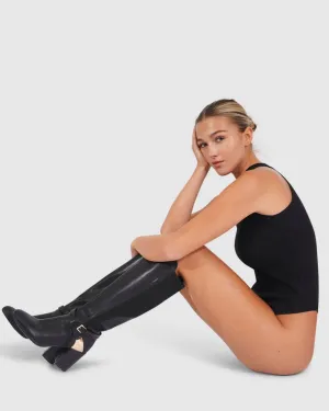 Back For Good Bodysuit mit hohem Ausschnitt - Schwarz
