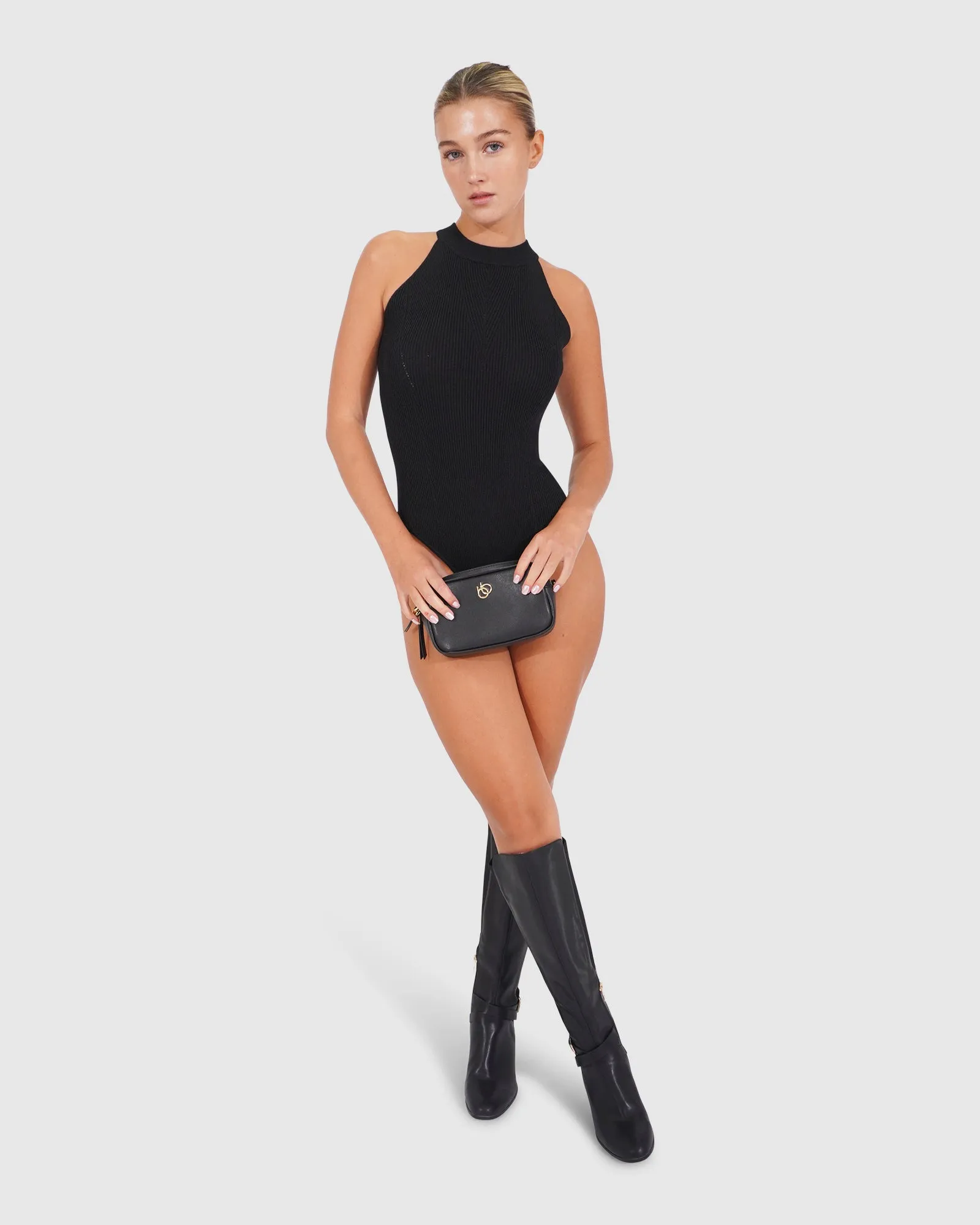 Back For Good Bodysuit mit hohem Ausschnitt - Schwarz