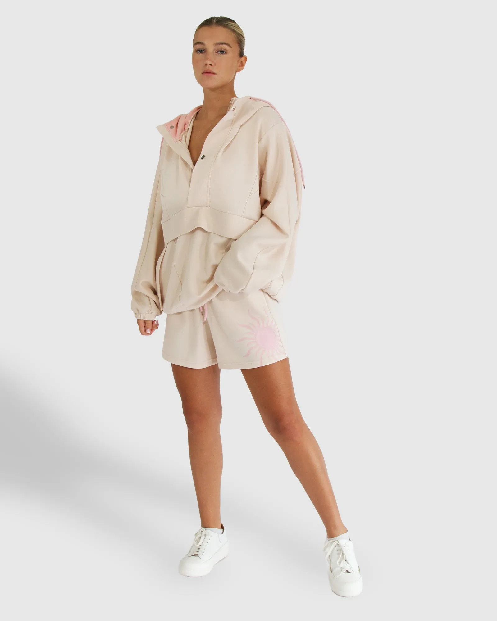 Best Of Me Kapuzenpullover mit Längsstreifen - Rosé
