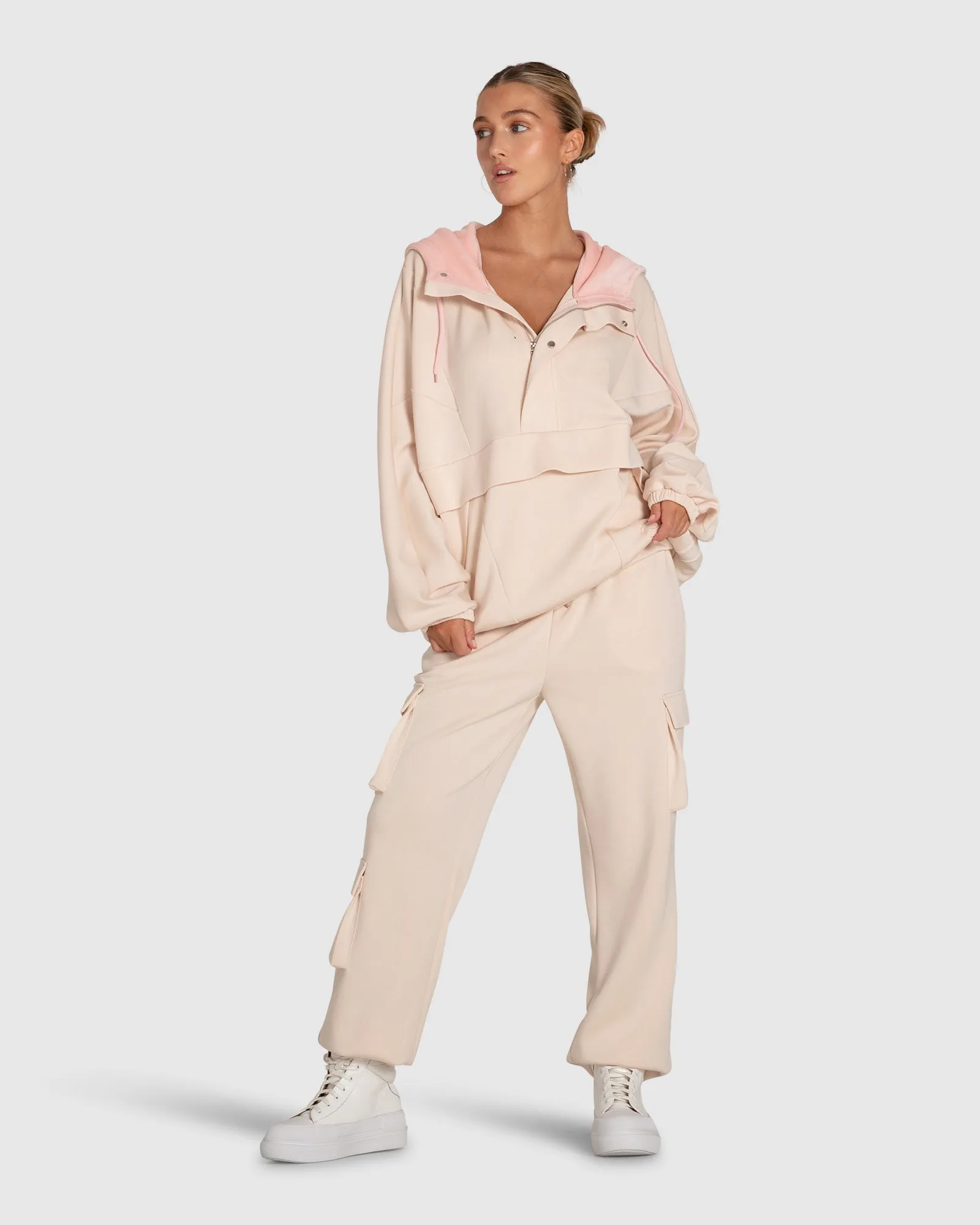 Best Of Me Kapuzenpullover mit Längsstreifen - Rosé