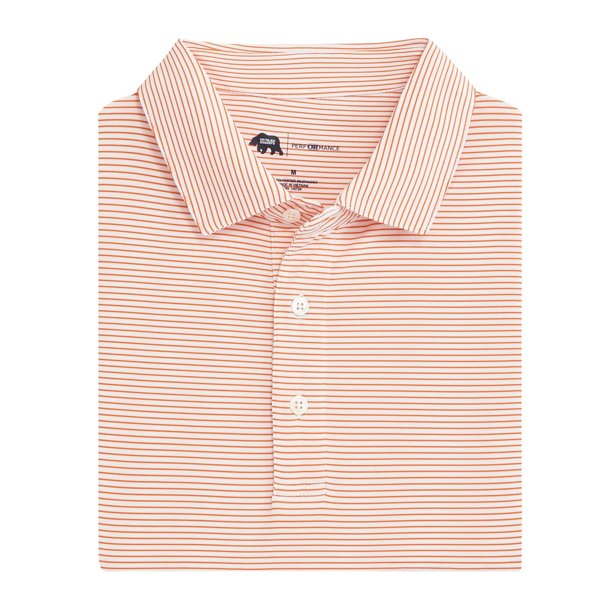 Birdie Stripe Performance Polo - Weiß/Orange