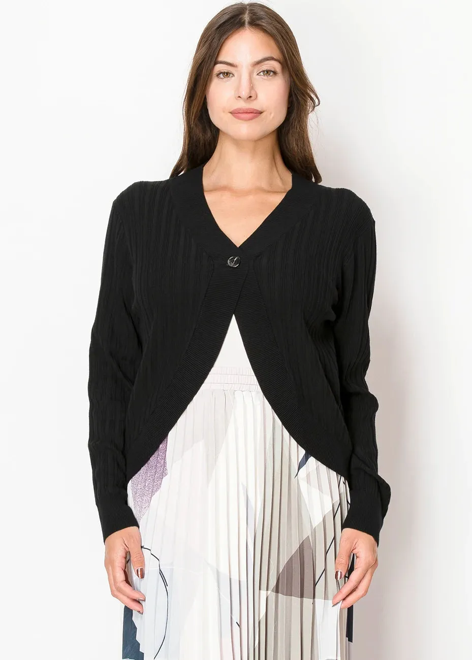 Schwarzer Rippstrick-Cardigan