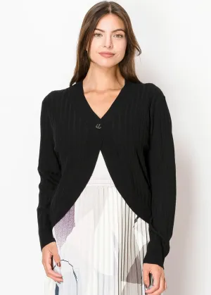 Schwarzer Rippstrick-Cardigan