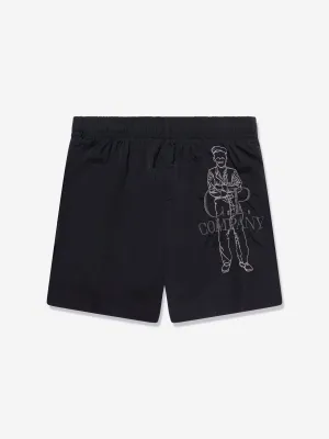 Jungen Logo Badeshorts in Schwarz