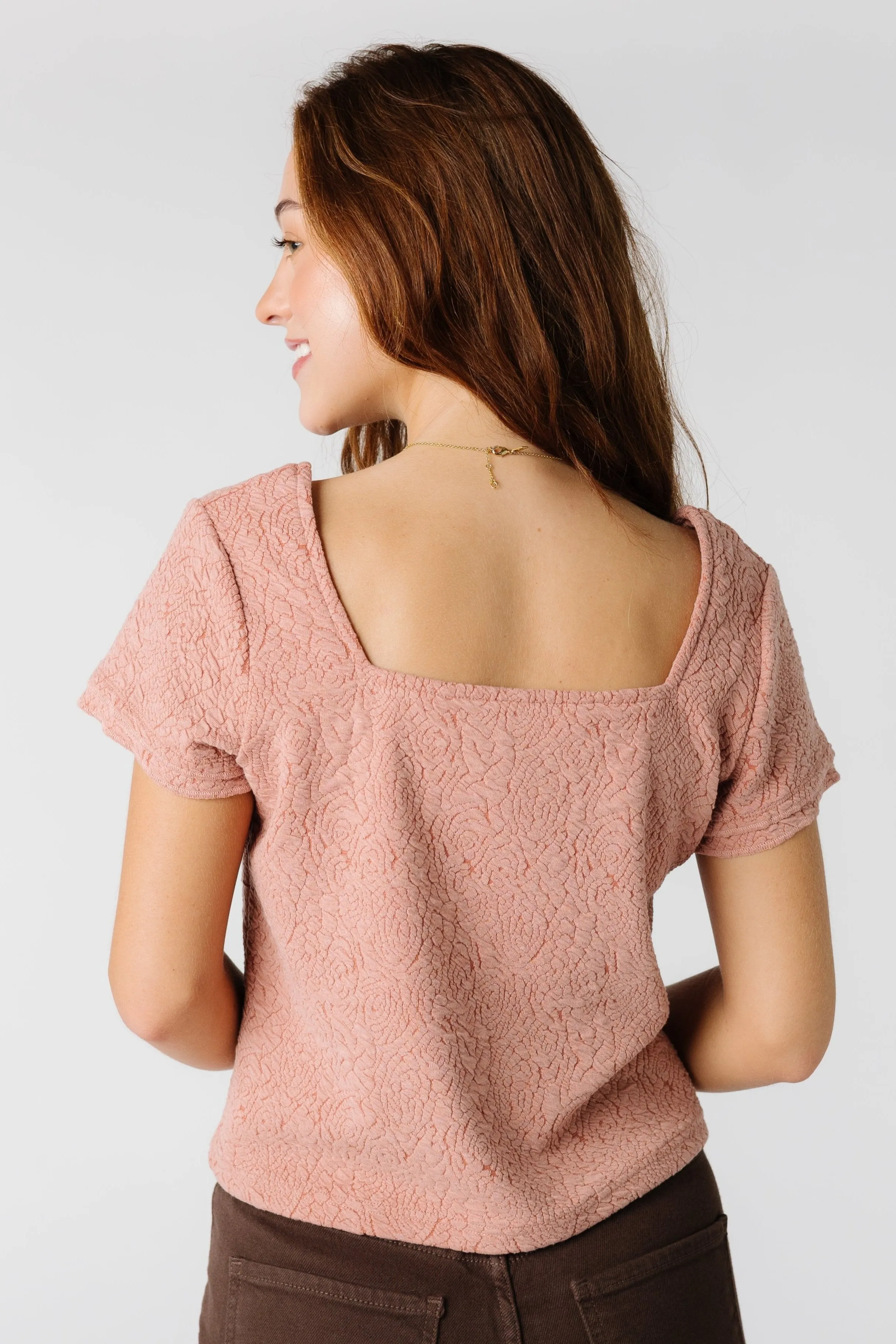 Brass & Roe Texturiertes Quadrat-Ausschnitt Top