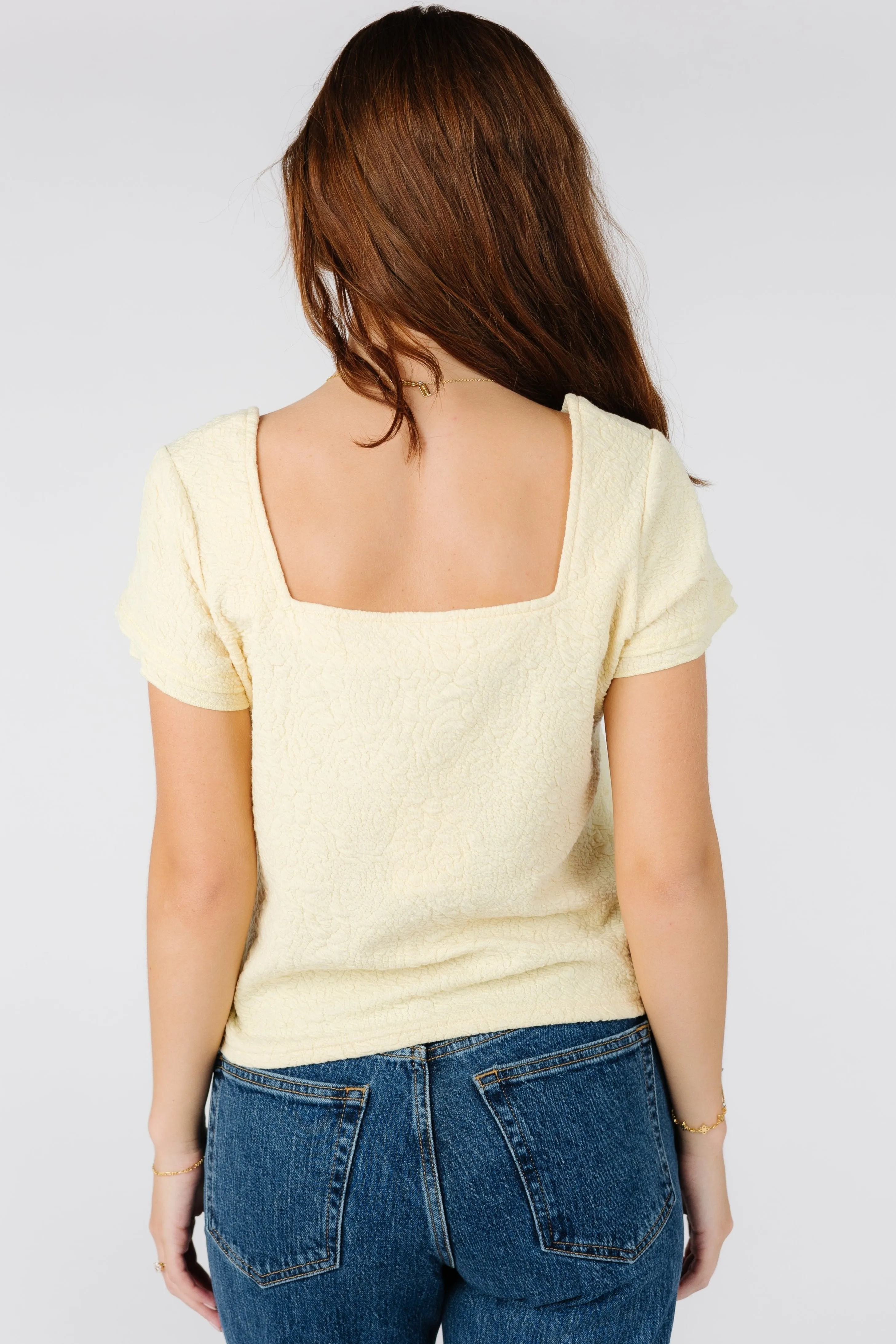 Brass & Roe Texturiertes Quadrat-Ausschnitt Top
