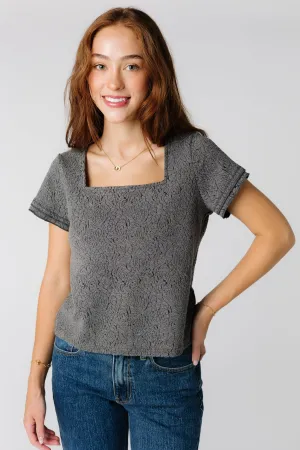 Brass & Roe Texturiertes Quadrat-Ausschnitt Top