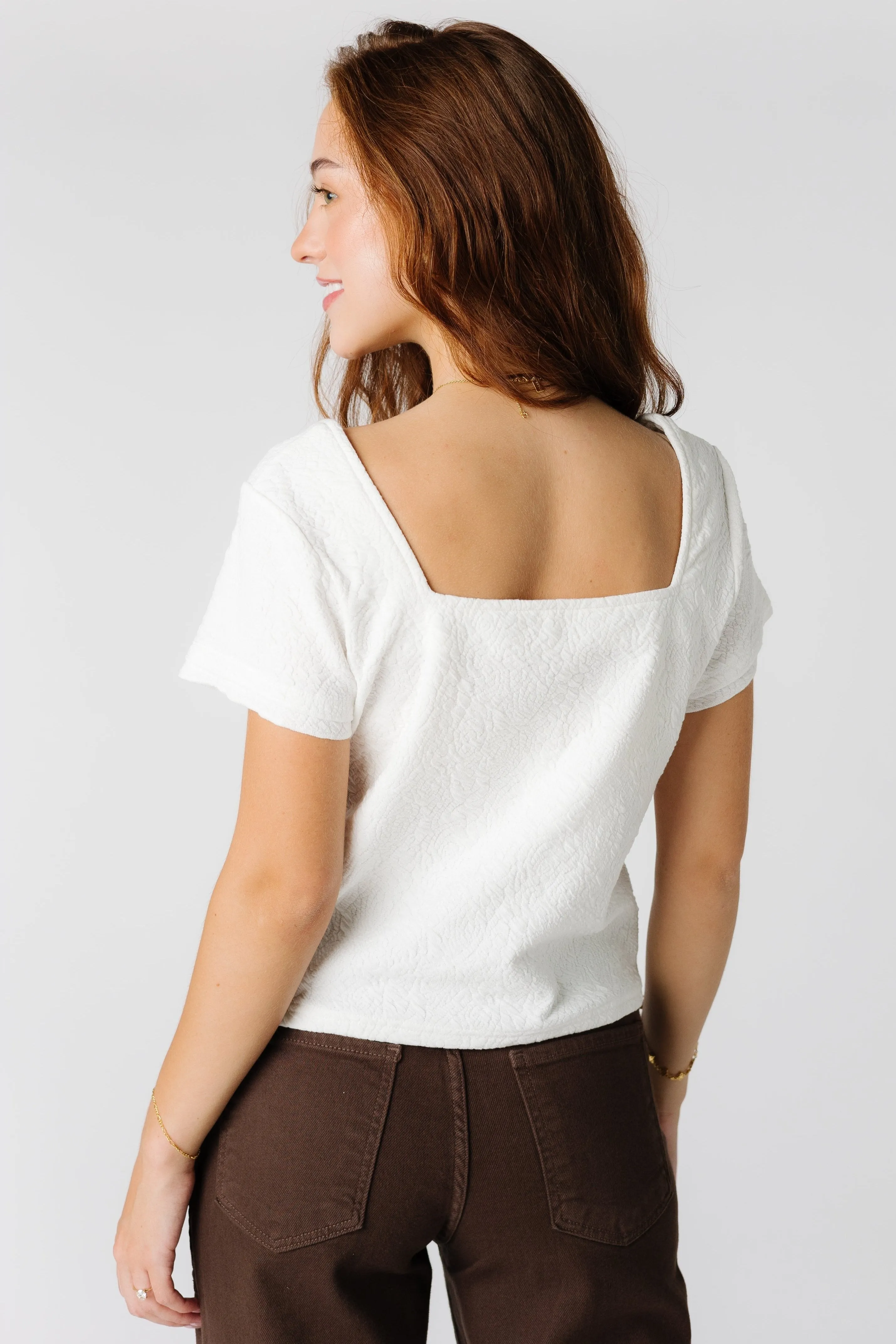 Brass & Roe Texturiertes Quadrat-Ausschnitt Top