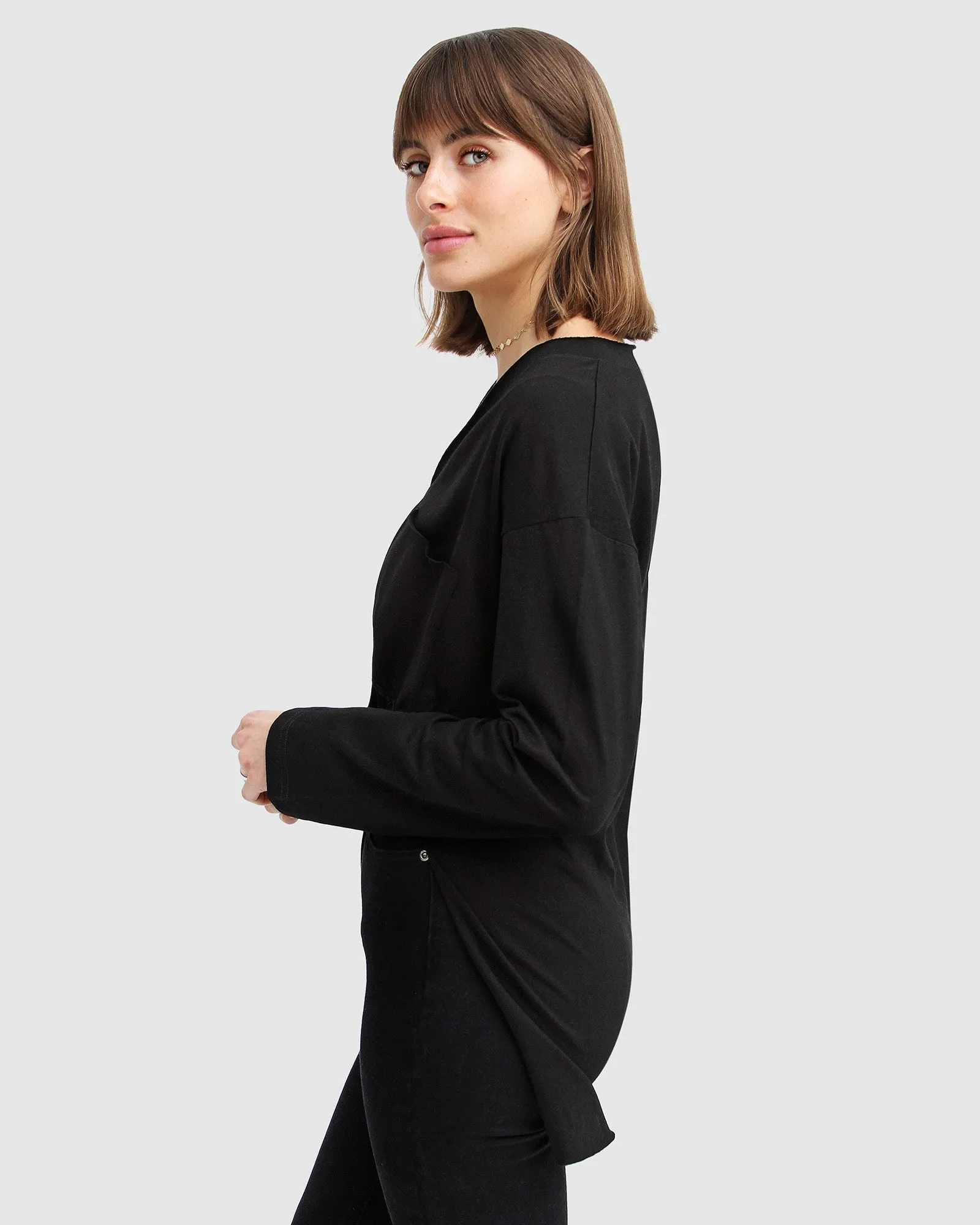 Brave Soul Langarm T-Shirt - Schwarz