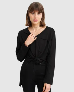 Brave Soul Langarm T-Shirt - Schwarz