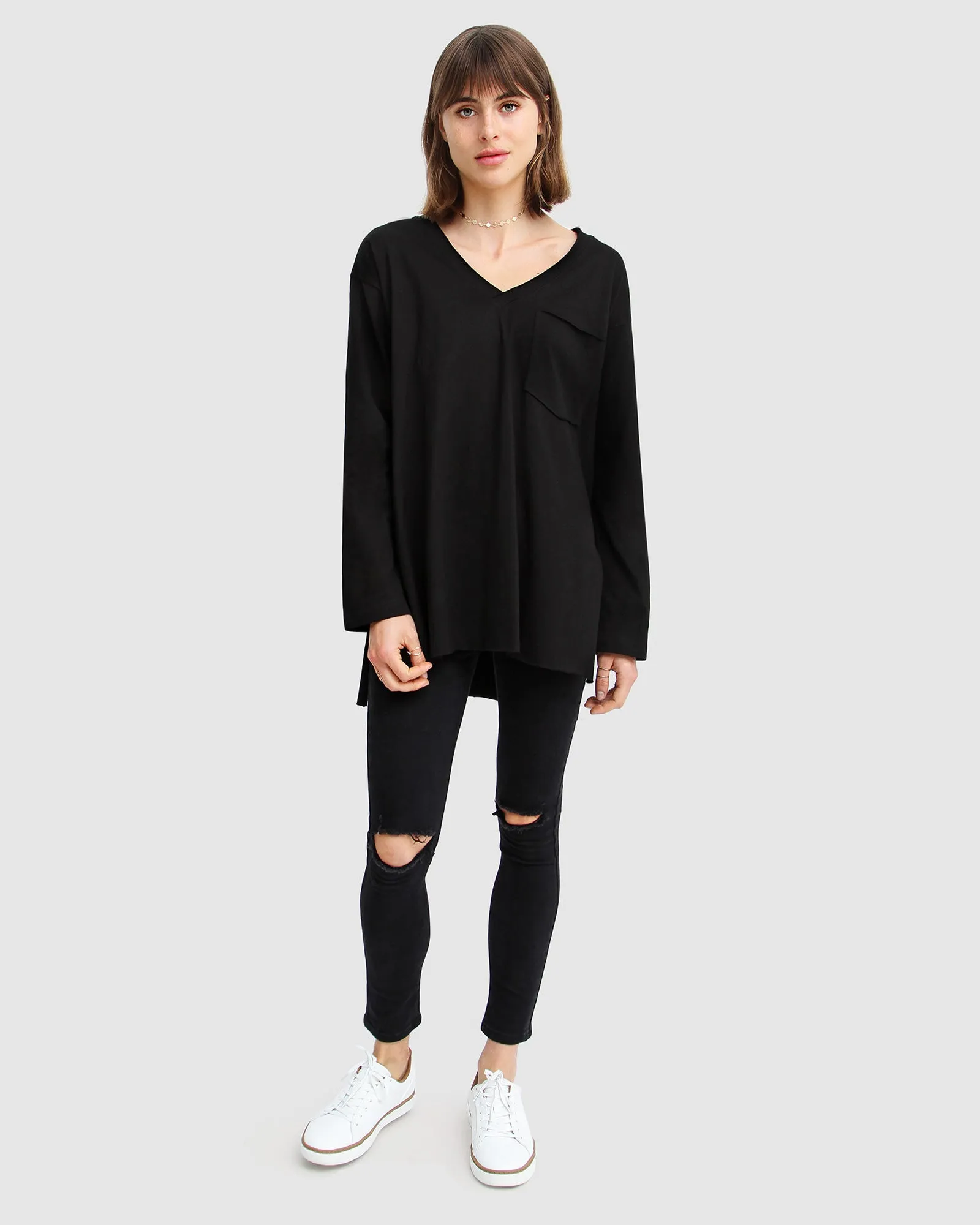 Brave Soul Langarm T-Shirt - Schwarz