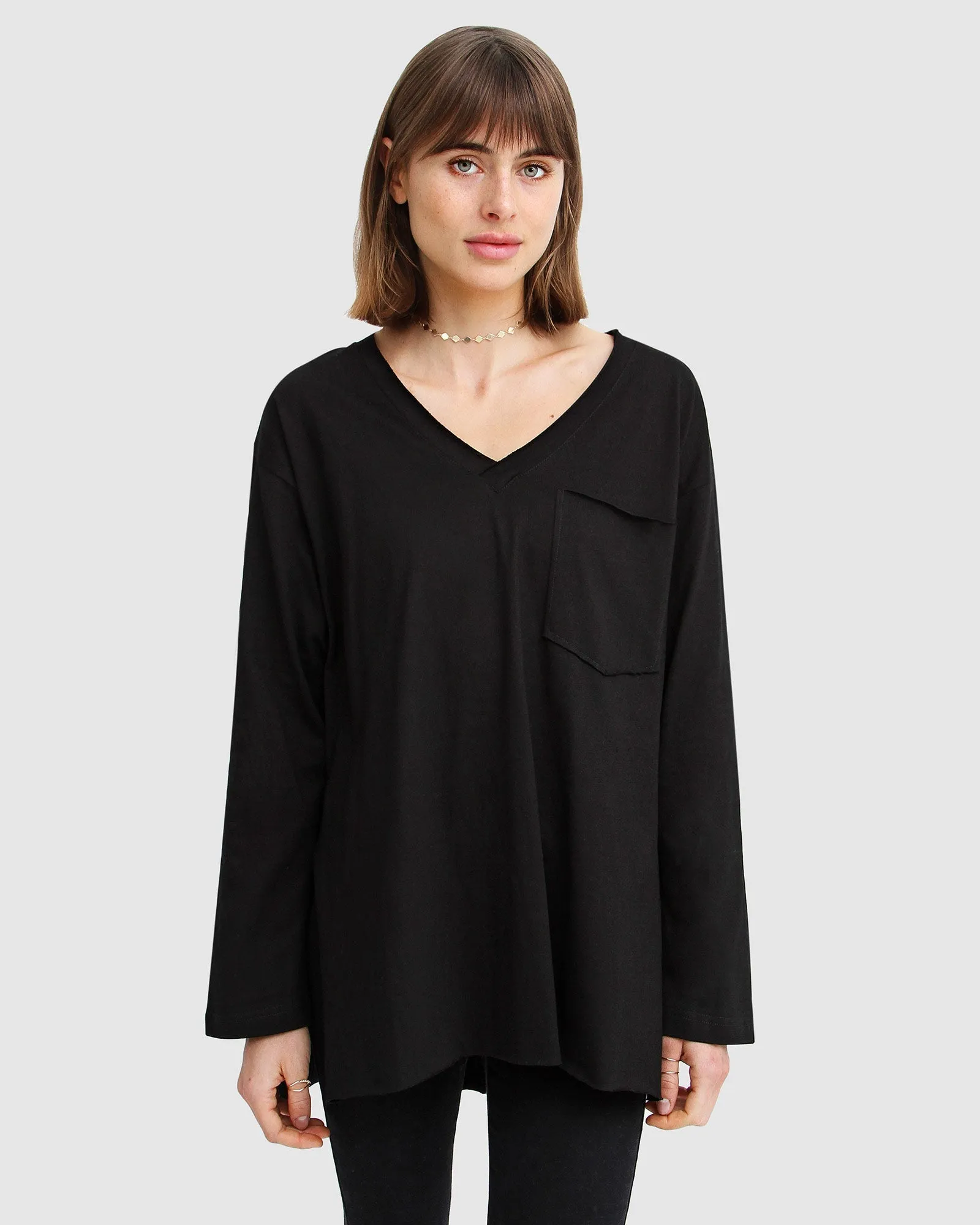 Brave Soul Langarm T-Shirt - Schwarz