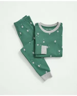 Brooks Brothers Kinder Baumwoll-Pyjama-Set mit Druck Grün Brooks Brothers
