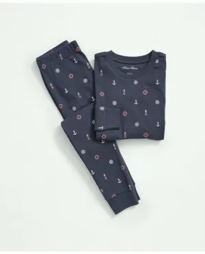 Brooks Brothers Kinder Baumwoll-Pyjama-Set mit Druck Navy Brooks Brothers