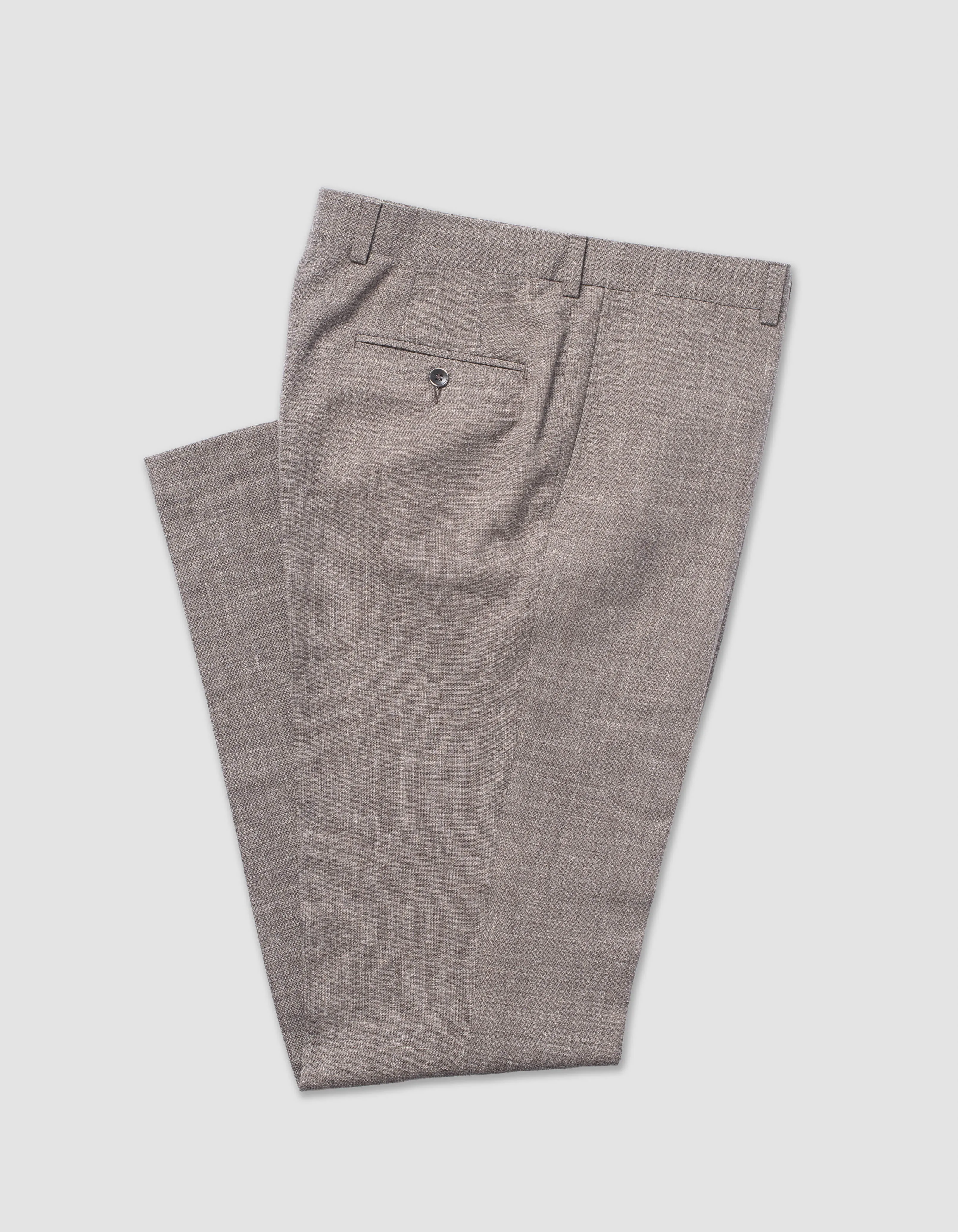 BRAUNE CRASH-LEINENHOSE - KLASSISCHE PASSFORM