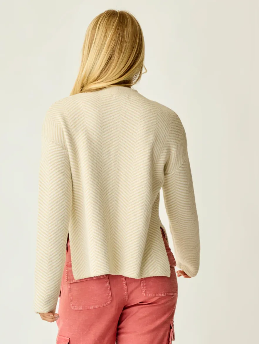 CARVE Olivia Plush Sweater - Zementfarbener Fischgrät