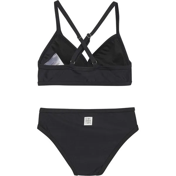 Farbiges Kinder-Bikini Schwarz Farbiges Kinder