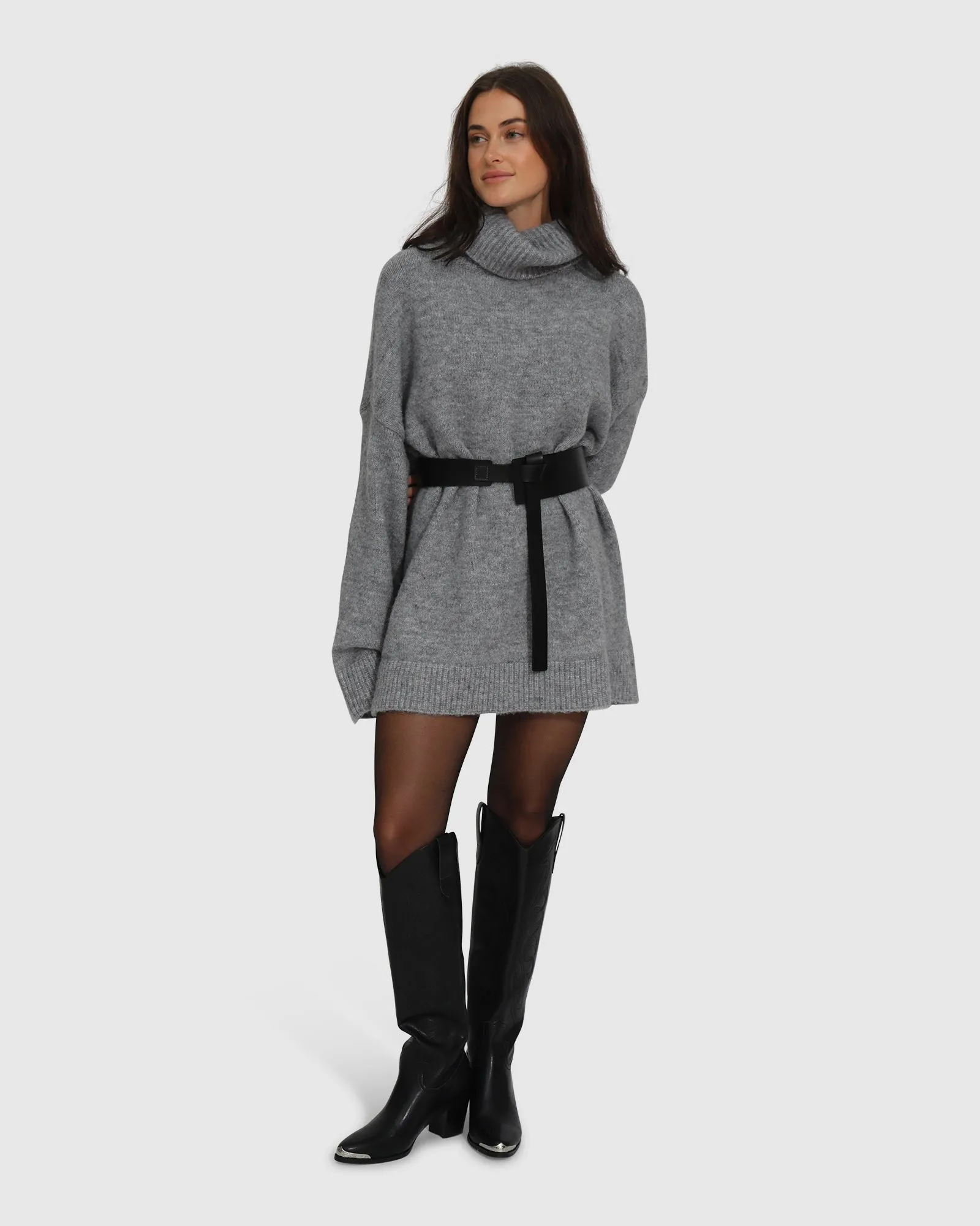 Cuddle Me Übergroßes Tunika-Sweater - Grau