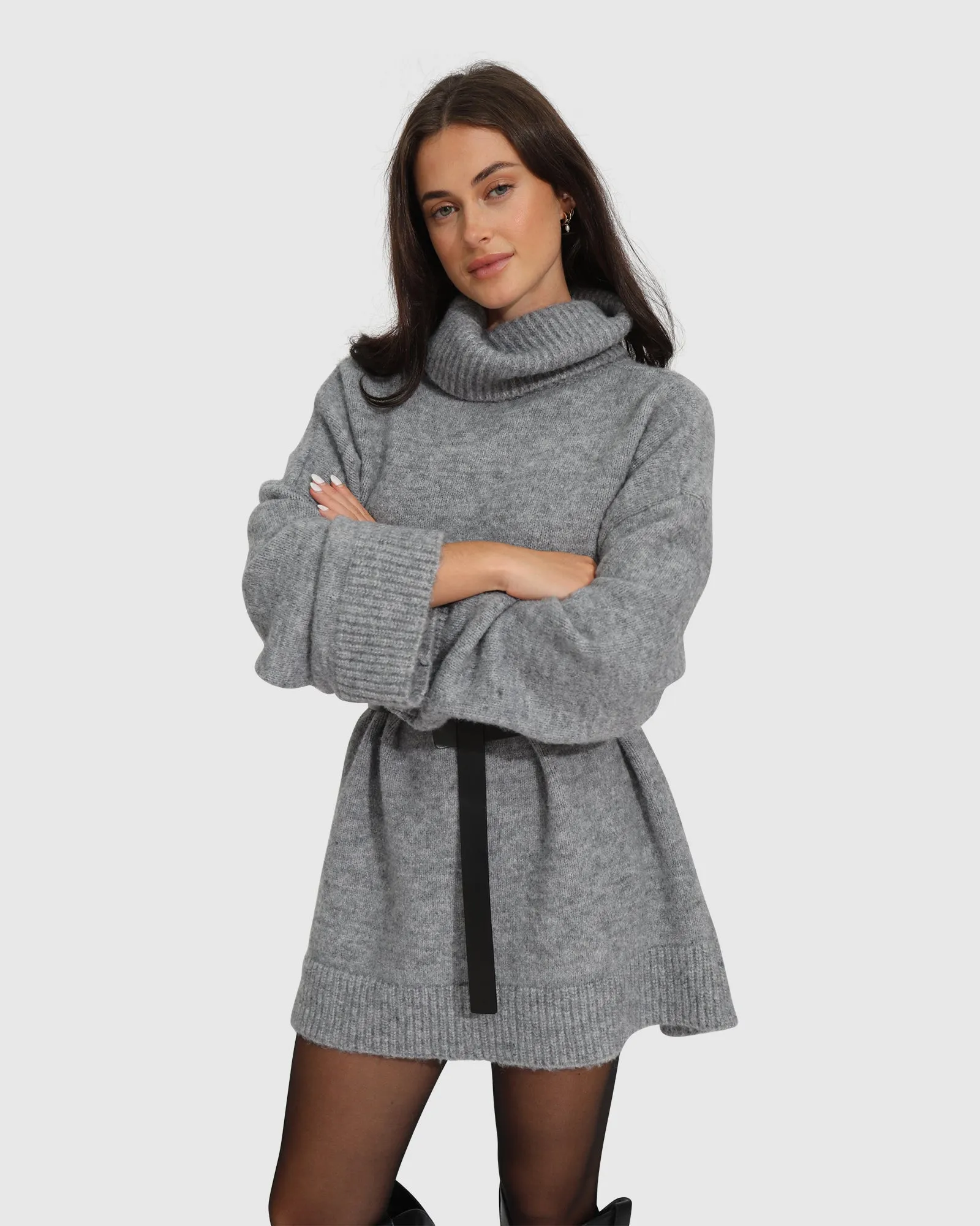 Cuddle Me Übergroßes Tunika-Sweater - Grau