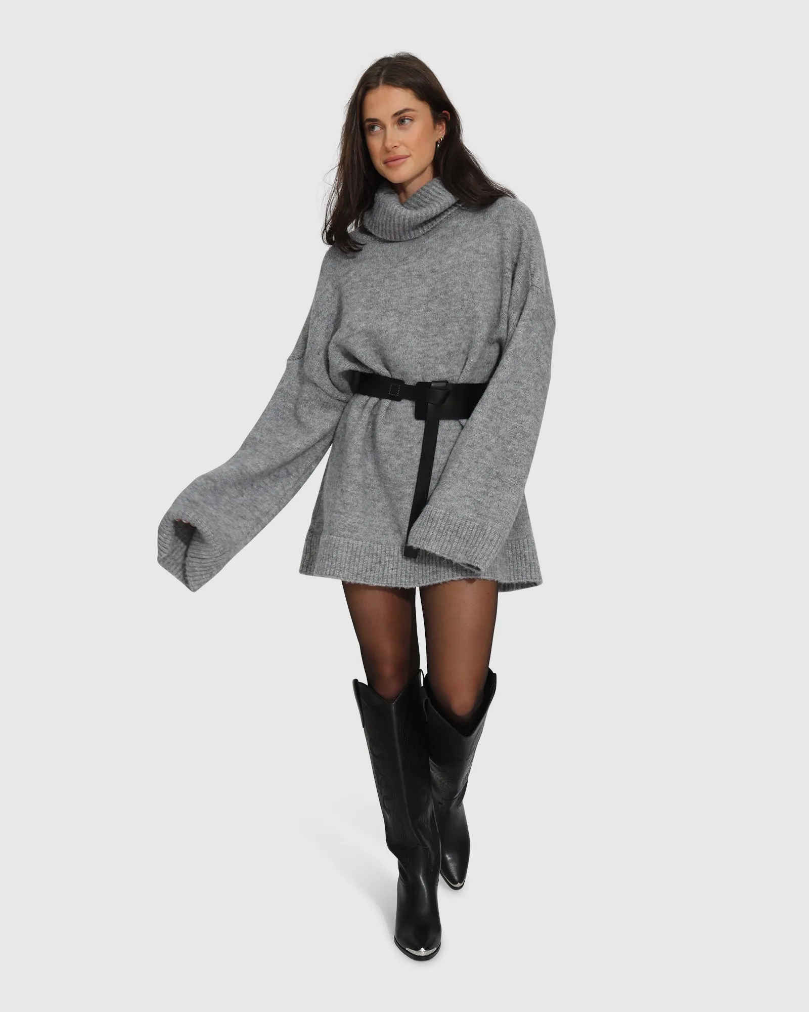 Cuddle Me Übergroßes Tunika-Sweater - Grau