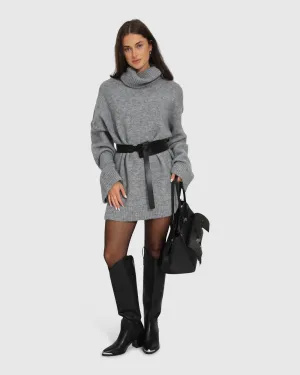 Cuddle Me Übergroßes Tunika-Sweater - Grau