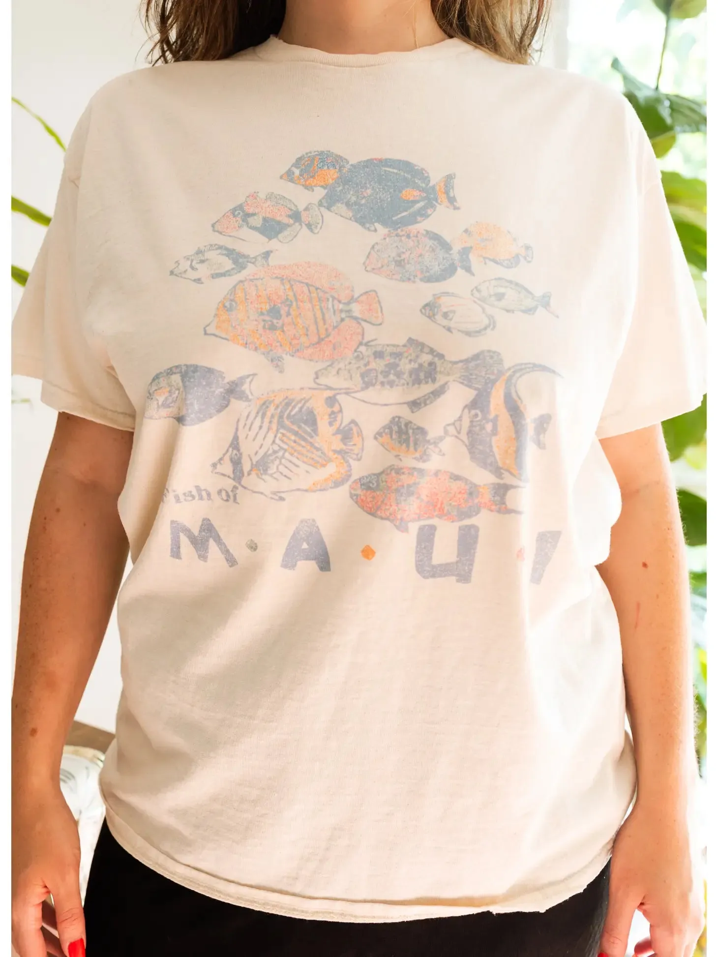 Secondhand T-Shirt mit Fisch von Maui-Motiv