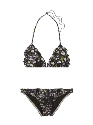 Blumenmuster Rüschen-Bikini
