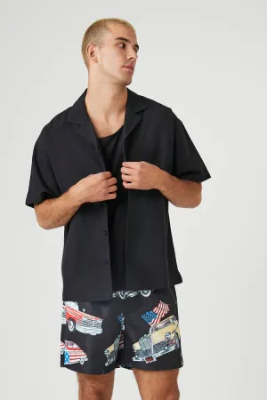 Forever 21 Herren Badeshorts mit amerikanischem Auto-Print Schwarz/Mehrfarbig Forever 21