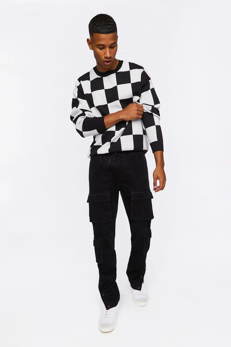 Forever 21 Herren Cordhosen mit Knopf-Saum in schlanker Passform Schwarz Forever 21