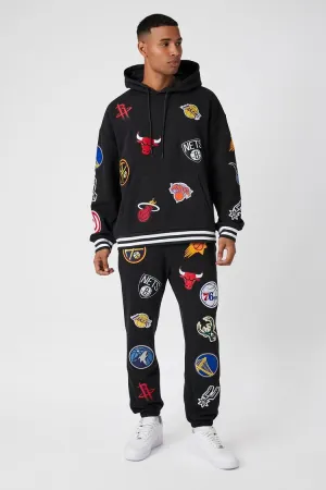 Forever 21 Herren NBA Logo Patch Joggerhose Schwarz/Mehrfarbig Forever 21