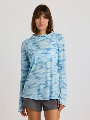 Free Fly Bamboo Leichte Kapuzenjacke II Langarm-Shirt – Seasmoke Camo Surf Blau
