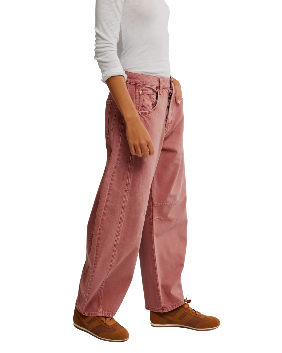 Free People Kleidung Glücksbringer Mid-Rise Barrel Hose in Sunsetter