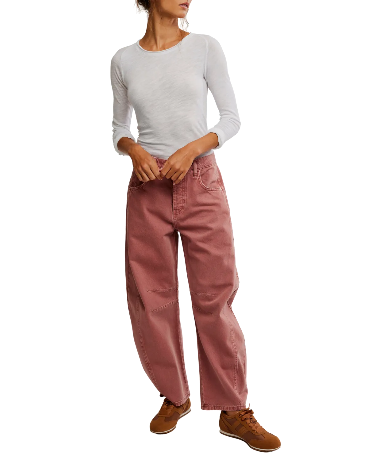 Free People Kleidung Glücksbringer Mid-Rise Barrel Hose in Sunsetter