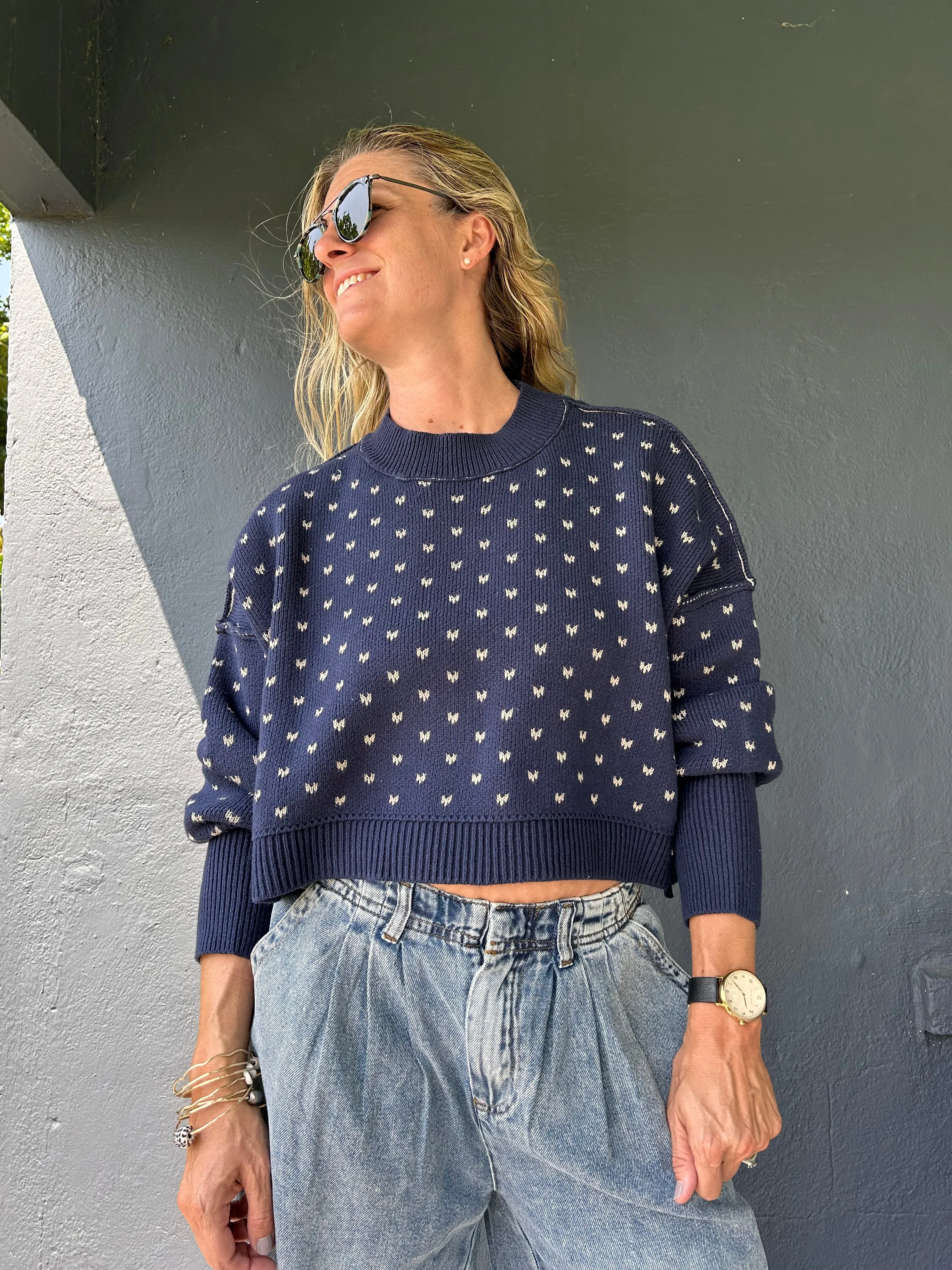 FREE PEOPLE Muster Easy Street Crop-Pullover