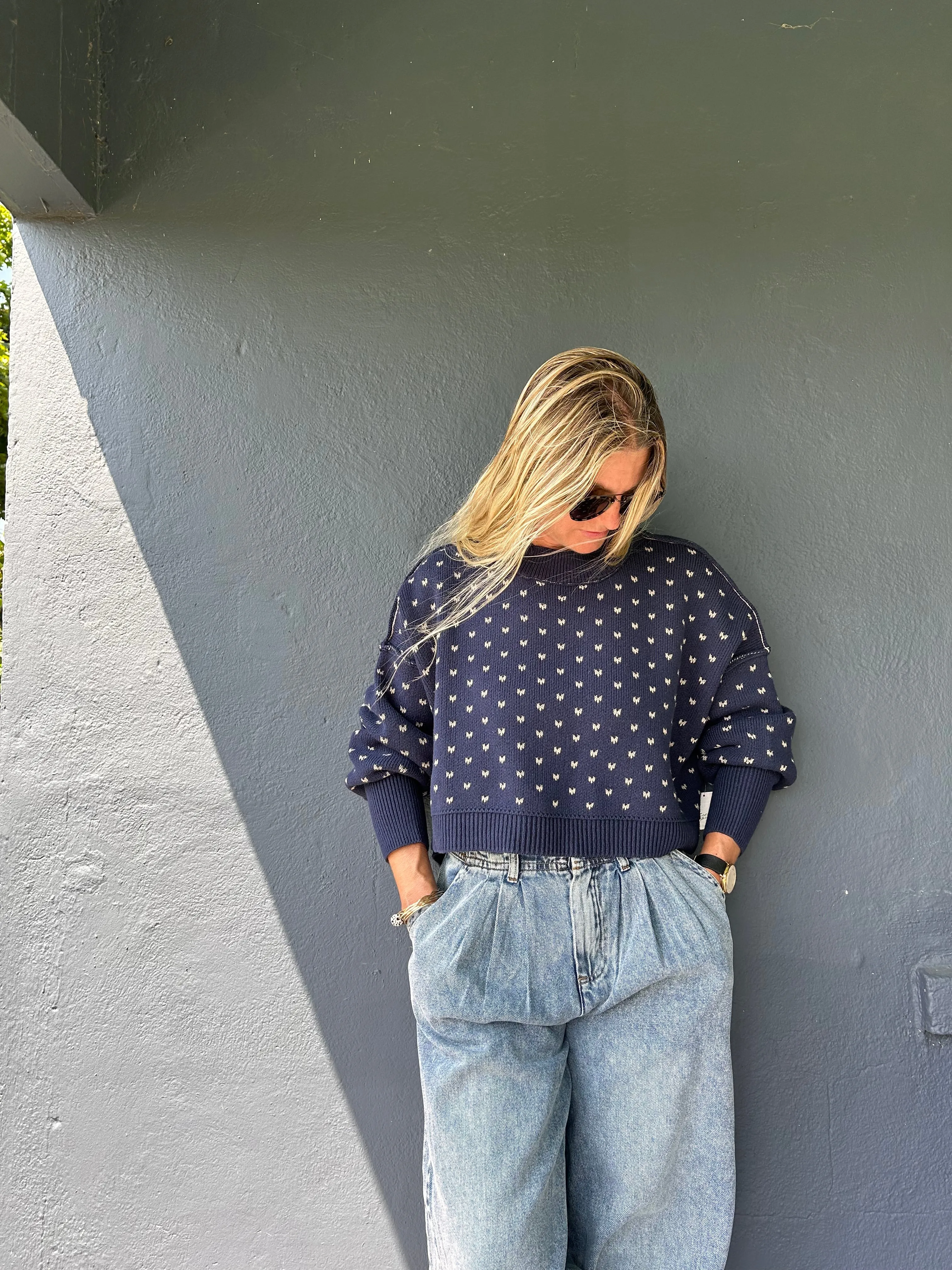 FREE PEOPLE Muster Easy Street Crop-Pullover