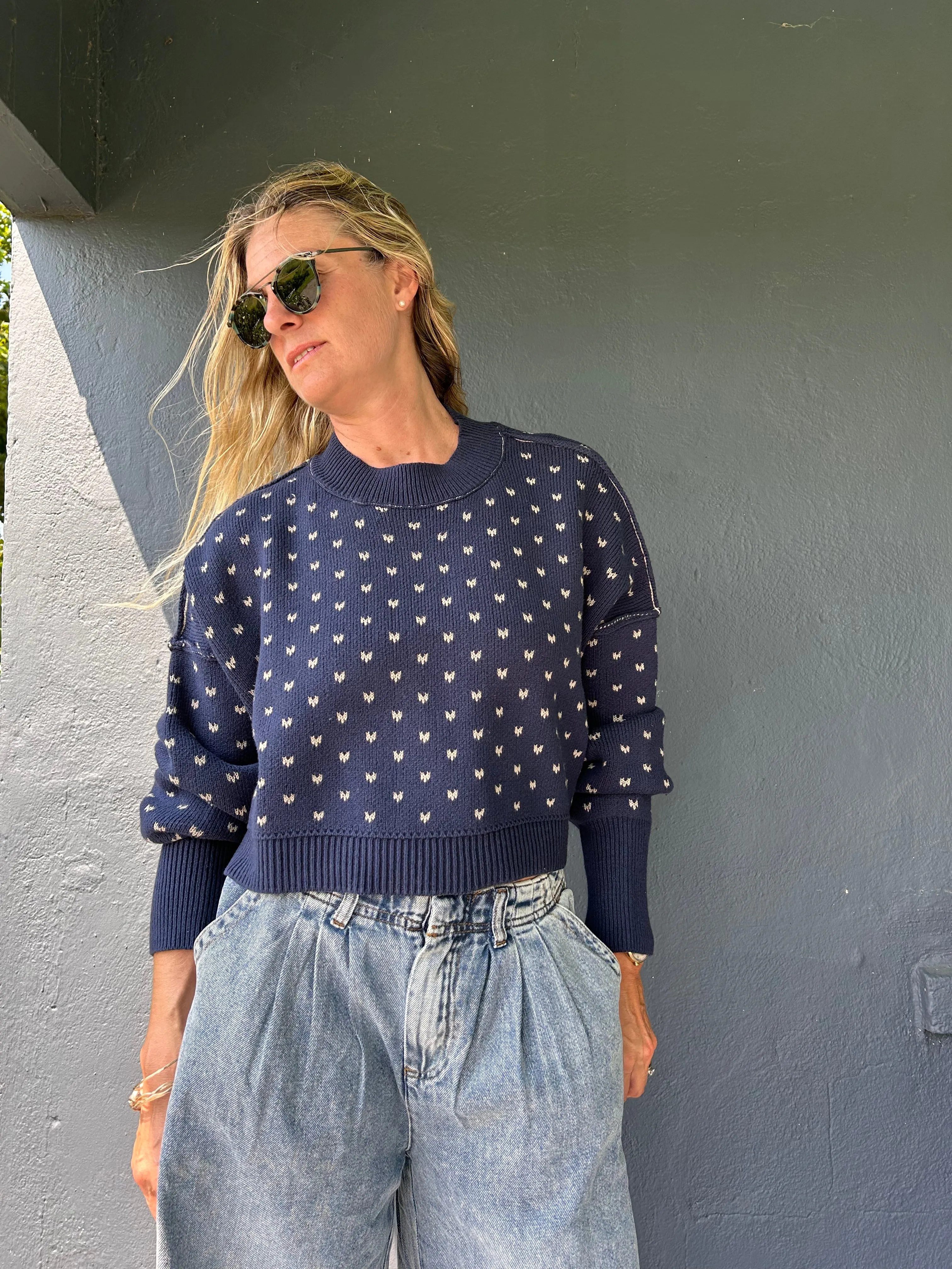FREE PEOPLE Muster Easy Street Crop-Pullover