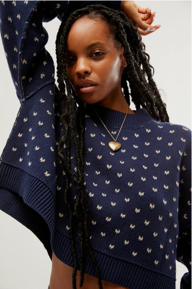 FREE PEOPLE Muster Easy Street Crop-Pullover