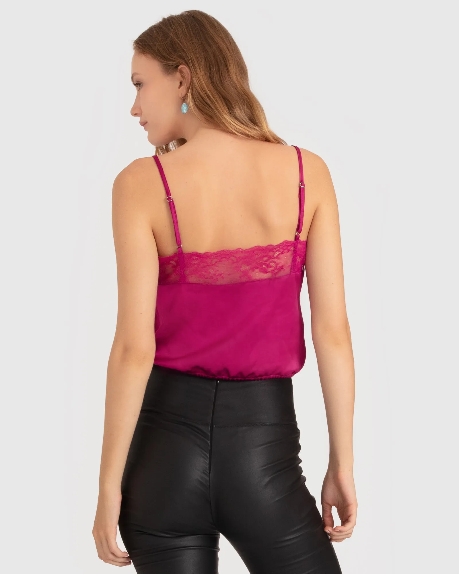 Freitagabend Spitzen Cami - Fuchsia