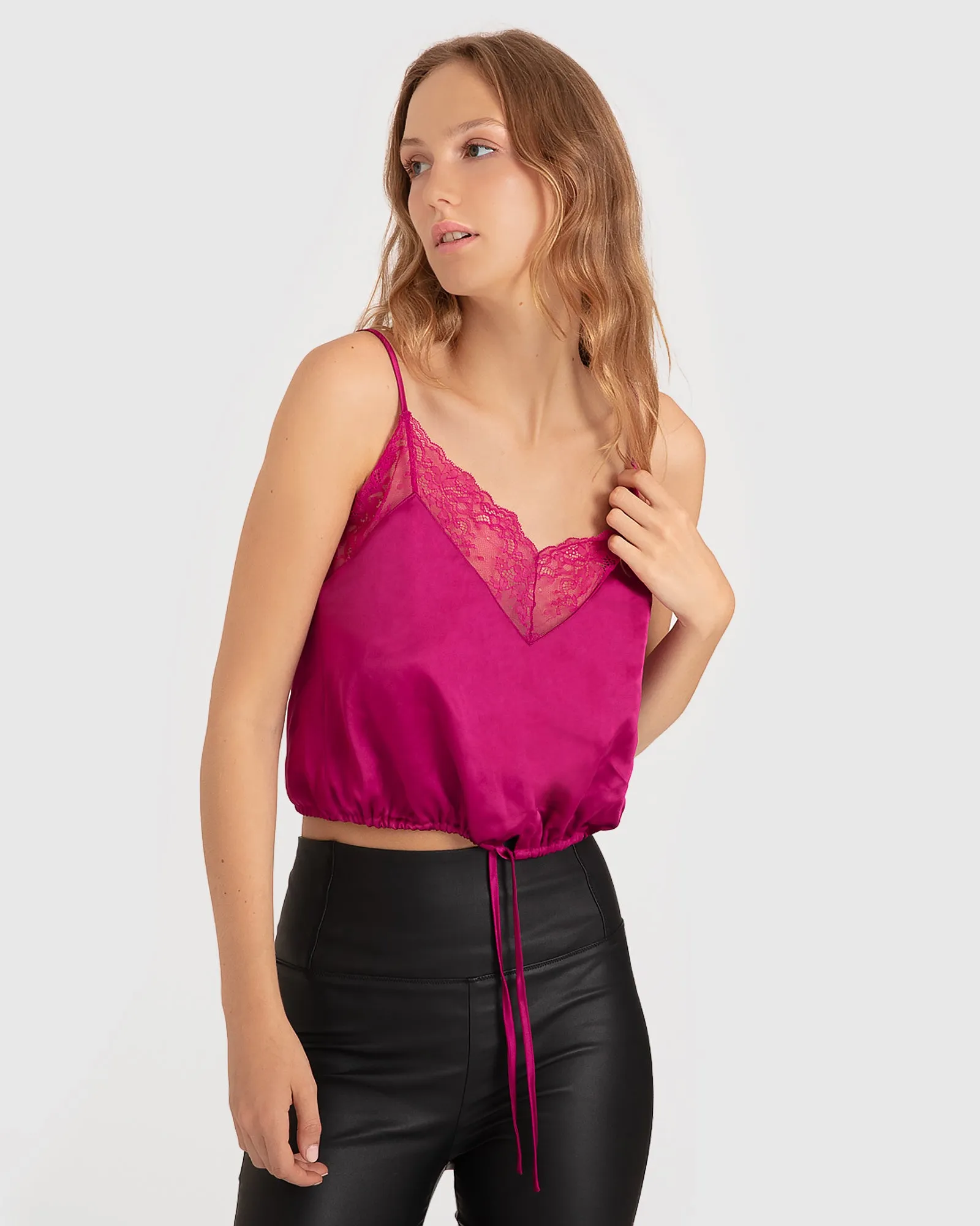 Freitagabend Spitzen Cami - Fuchsia