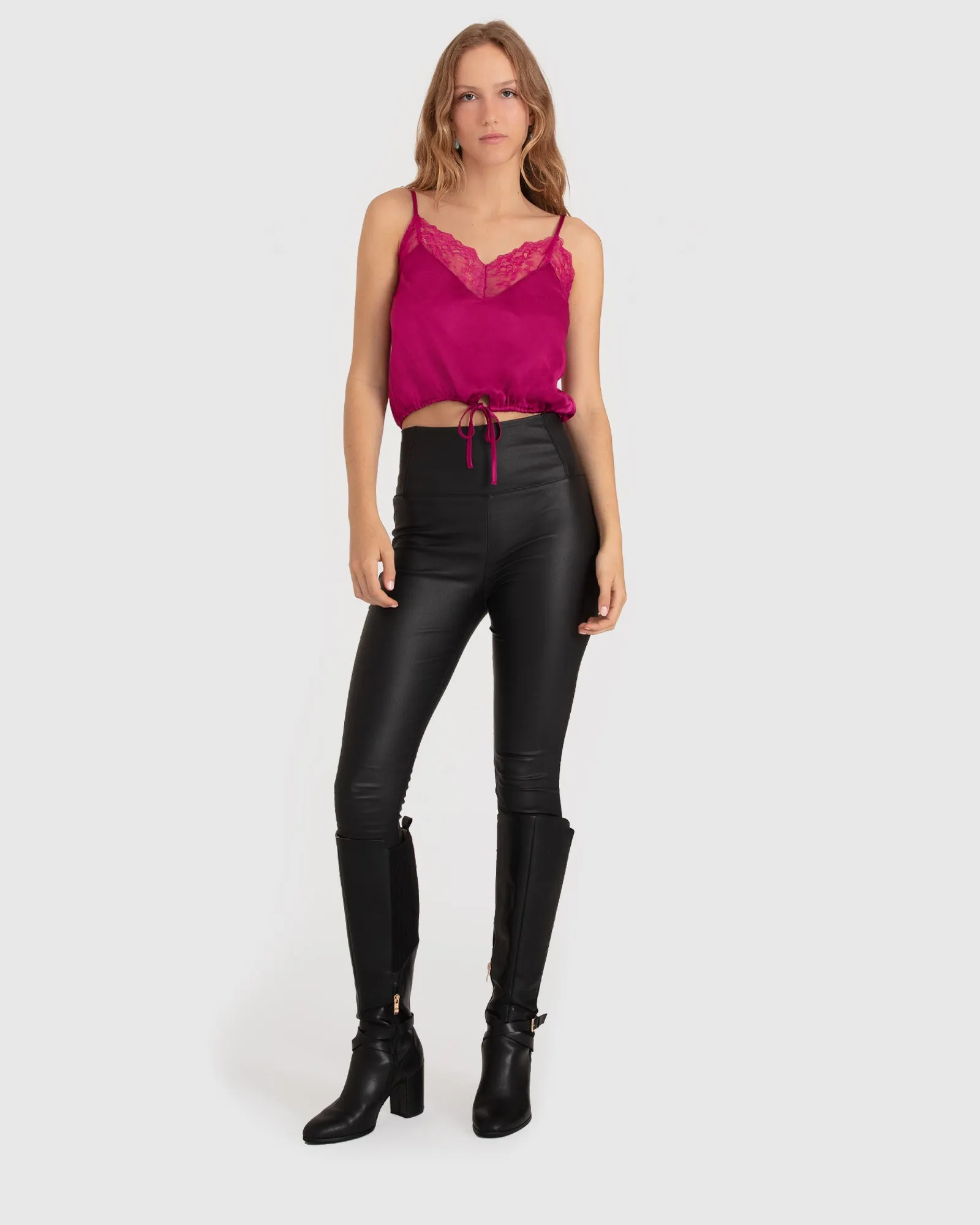 Freitagabend Spitzen Cami - Fuchsia