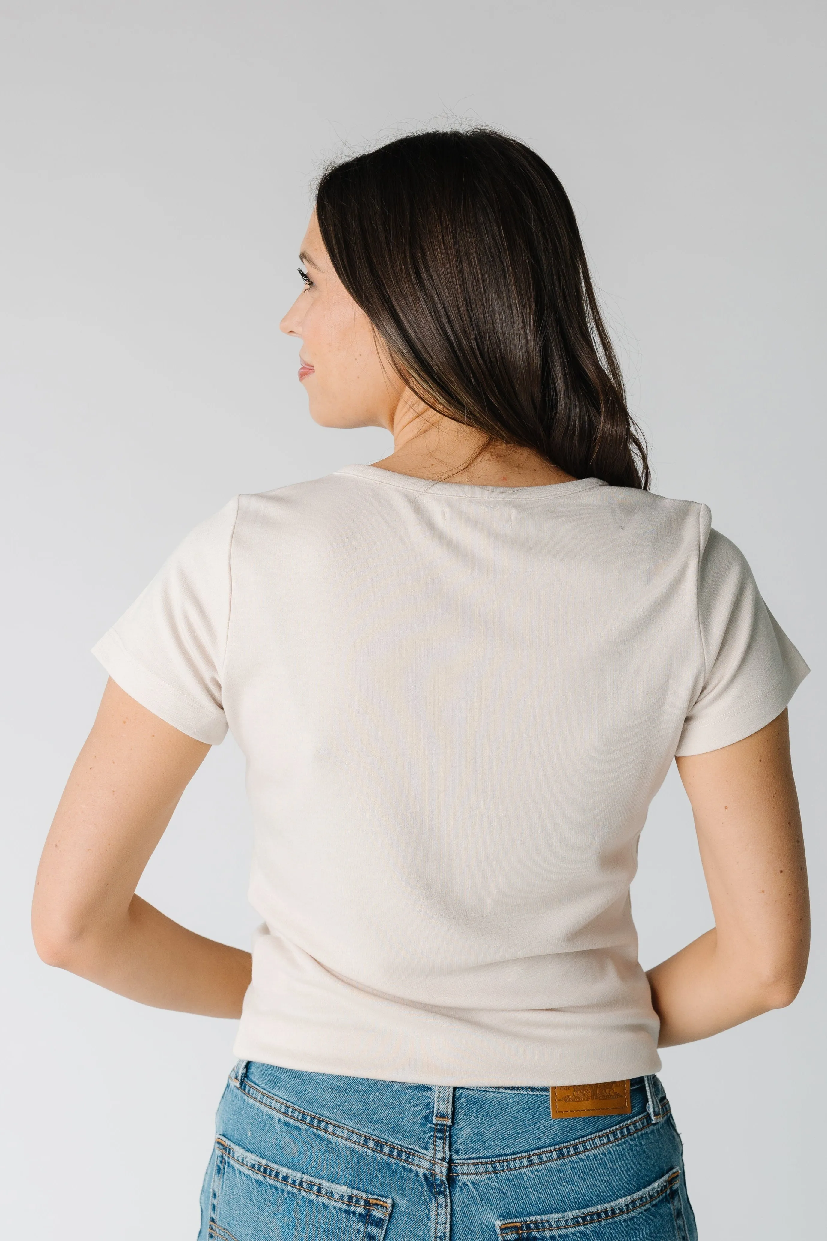Halbknopf Rippen T-Shirt