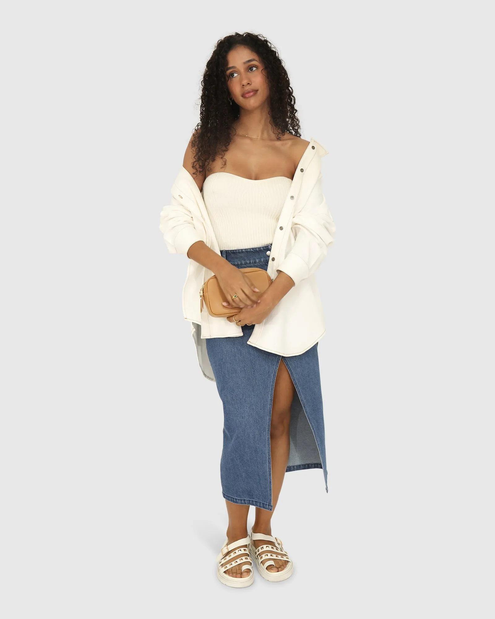 Into Him Übergroßes Denim-Hemd - Off White