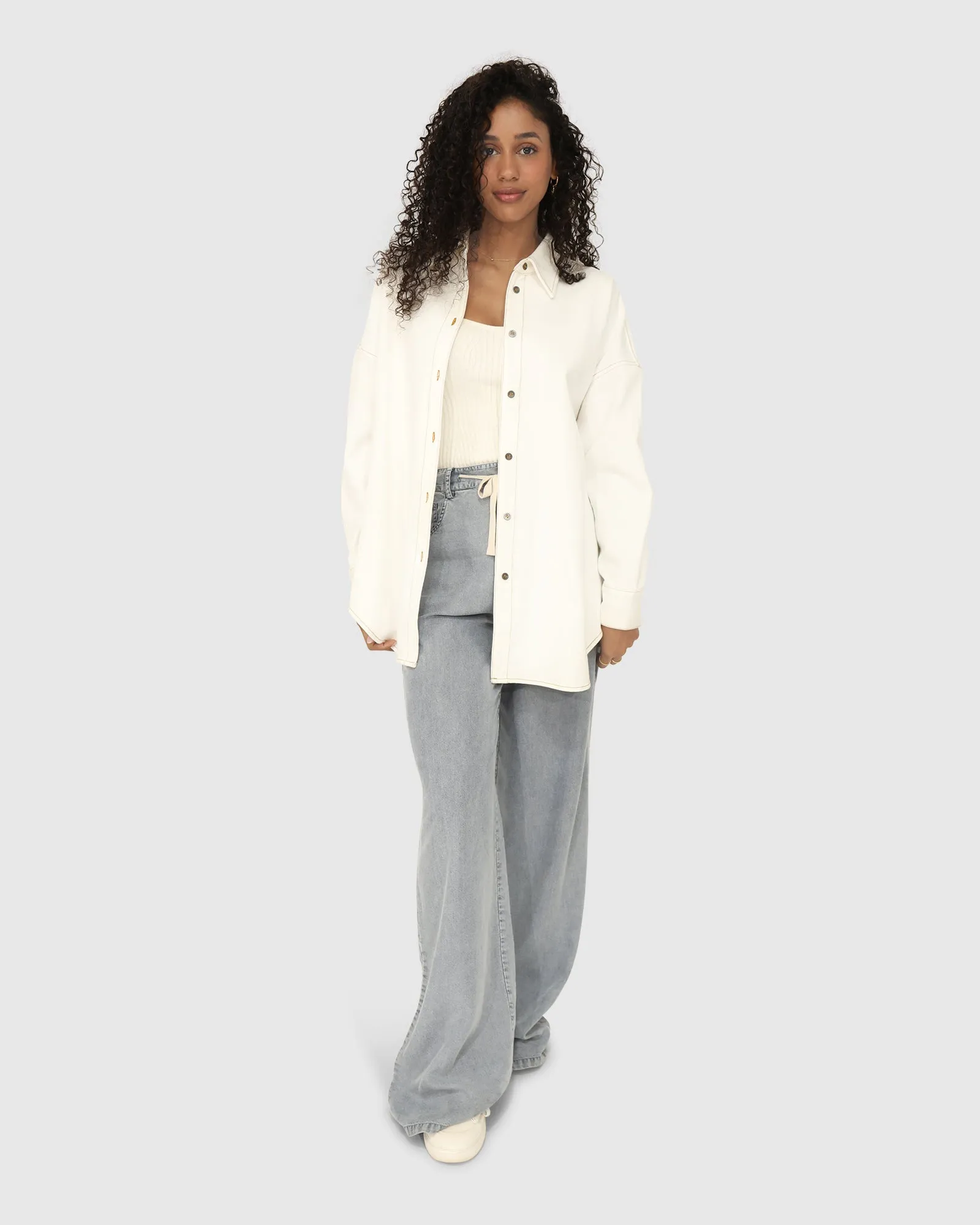 Into Him Übergroßes Denim-Hemd - Off White