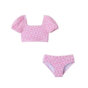 Kinder (2-6x) Bikini Badeanzug-Set | Rosa Smiley Babykids_Andy-Evan