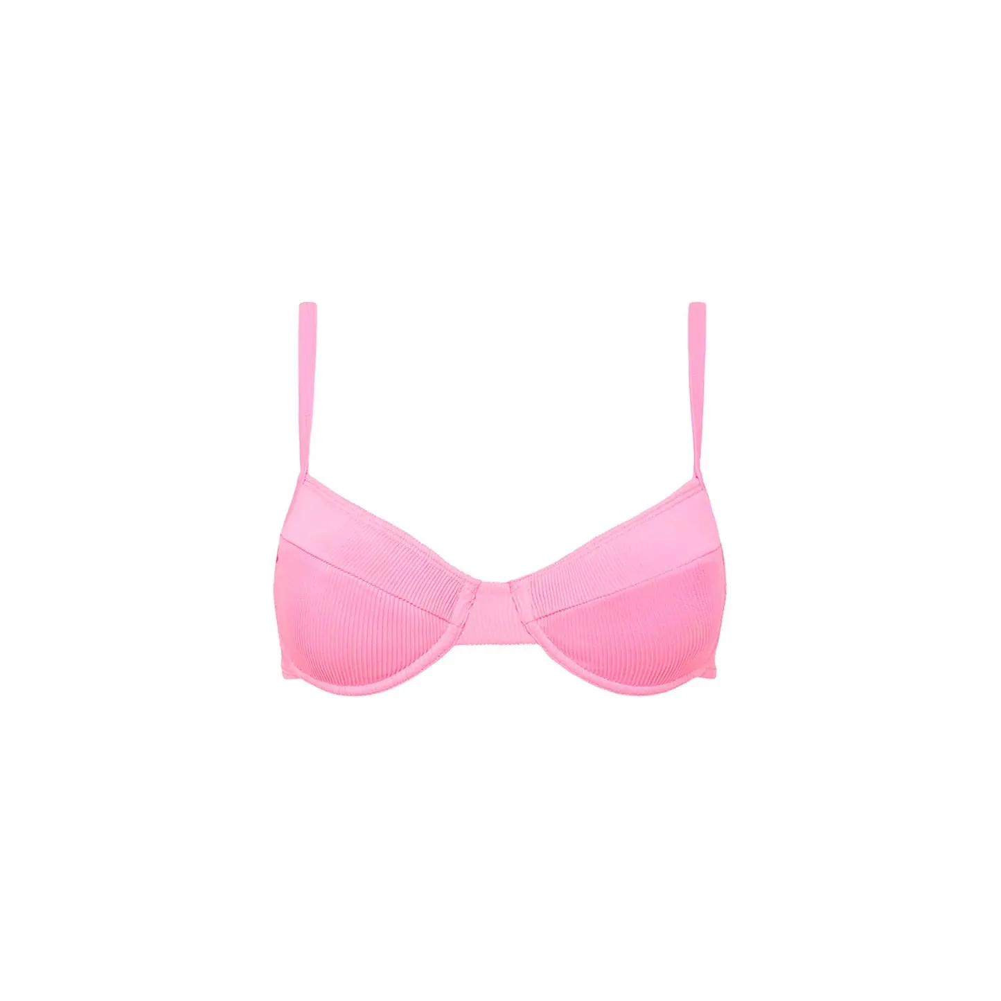 KULANI KINIS Verspielter Unterbüsten-BH Bikini-Oberteil - Taffy Pink Rippstoff