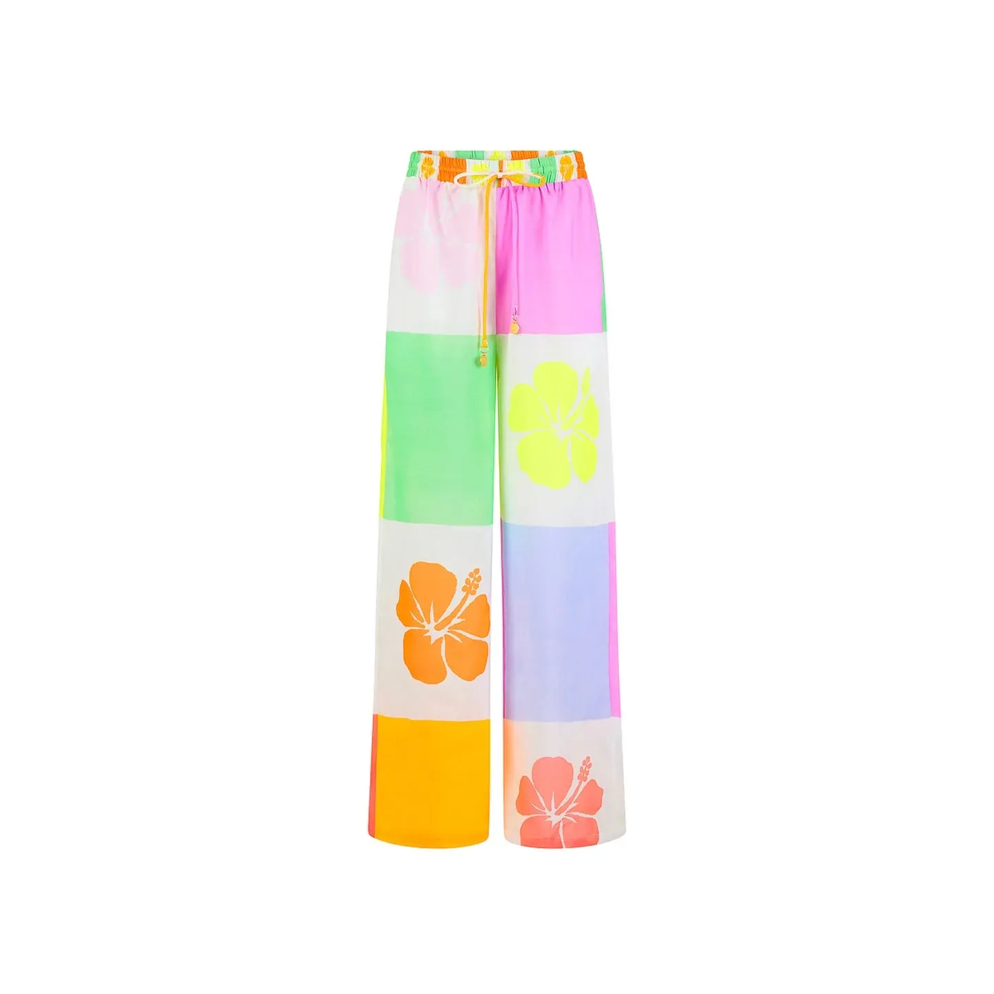 KULANI KINIS Entspannte Bundschnurhose - Hibiskus Regenbogen