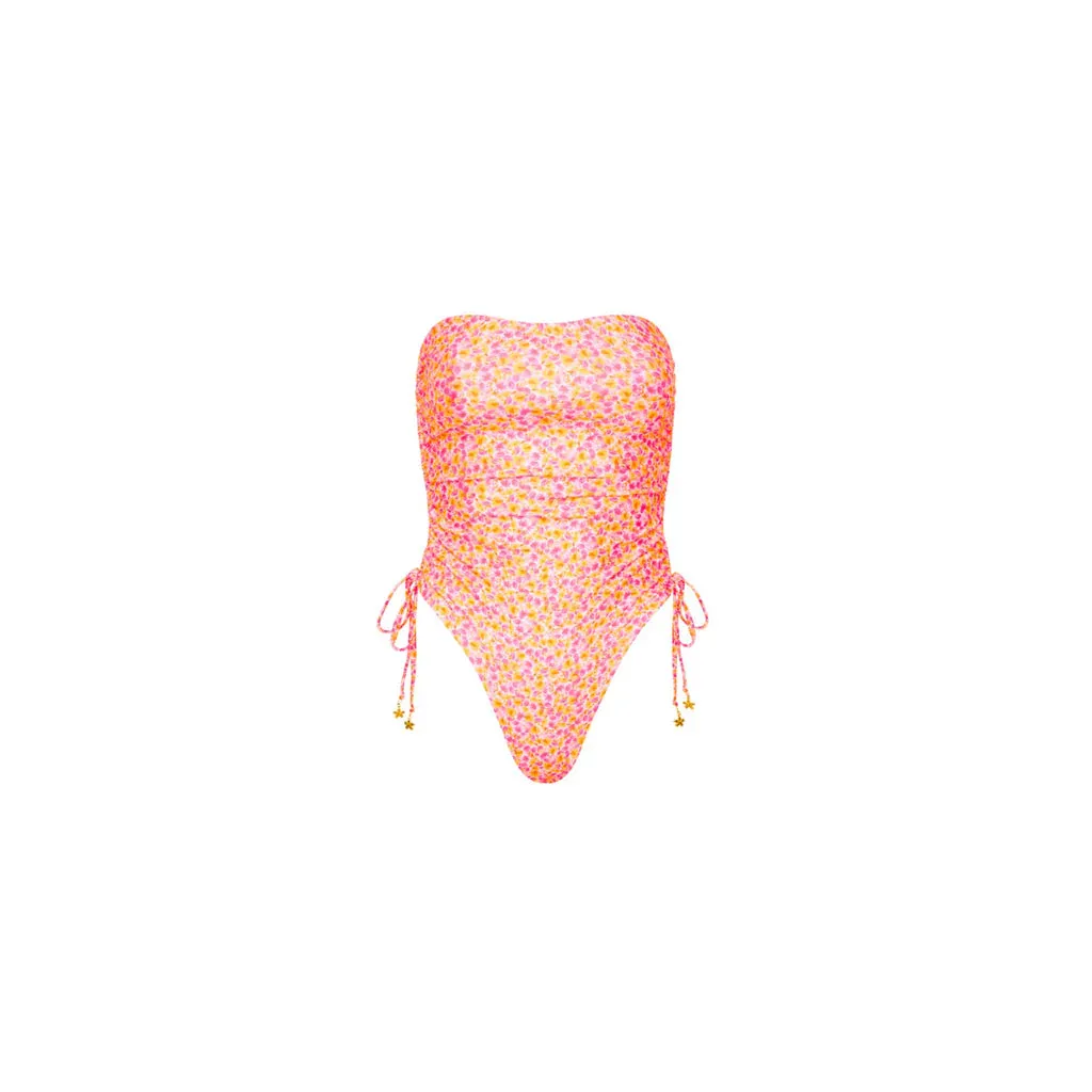 KULANI KINIS Gerafftes Bandeau-Einteiler Badeanzug - Sherbet Schimmer