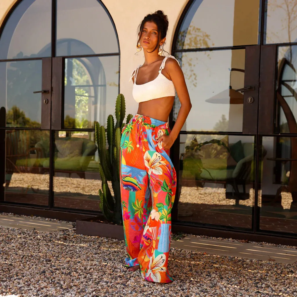 KULANI KINIS Einfaches Rüschen-Bändchen-Crop-Top - Naturweiß