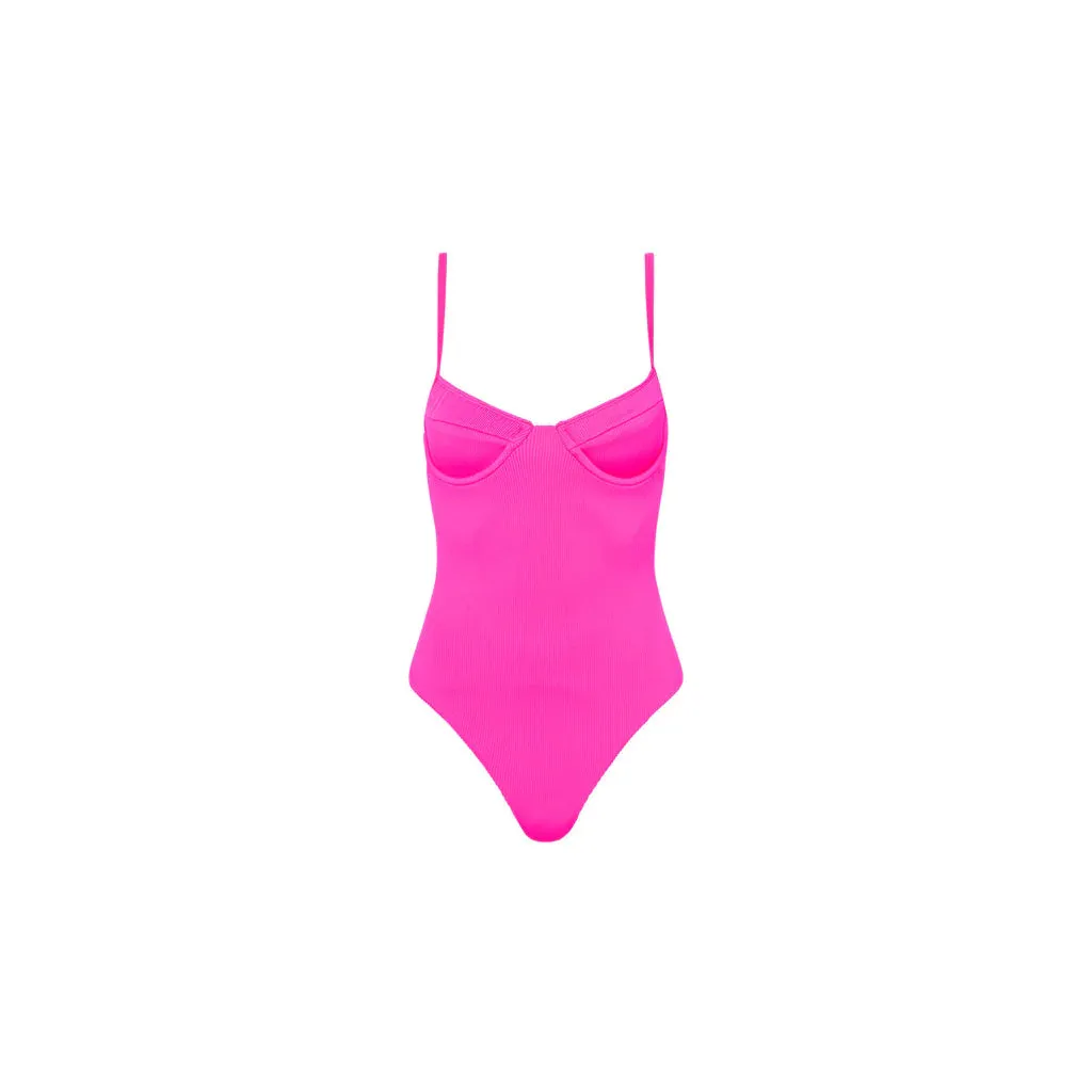 KULANI KINIS Unterwäsche Cheeky Einteiler Badeanzug - Flamingo Pink Band